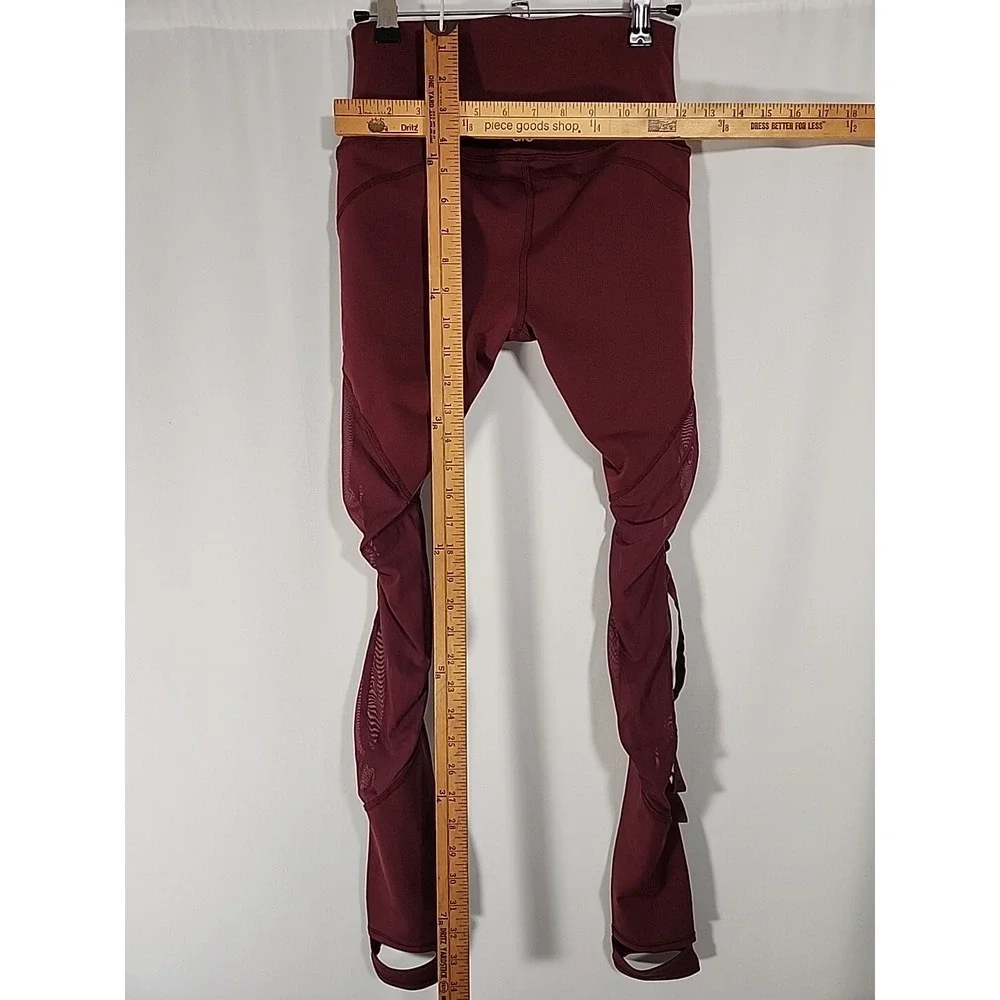 Alo Yoga‎ High Waist Wrapped Stirrup Legging Burgundy Mesh Cutout Womens S